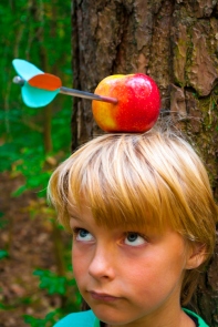 boy with apple on head